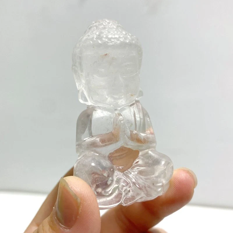 9 Pieces Beautiful Clear Quartz Buddha Carving - Image 2
