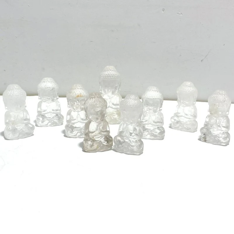 9 Pieces Beautiful Clear Quartz Buddha Carving - Image 3