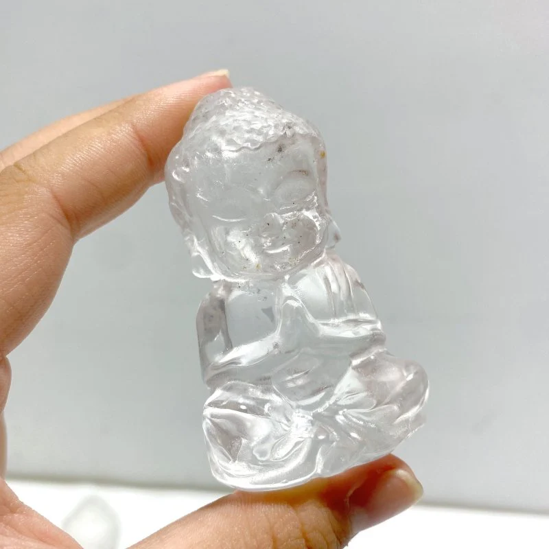 9 Pieces Beautiful Clear Quartz Buddha Carving - Image 4