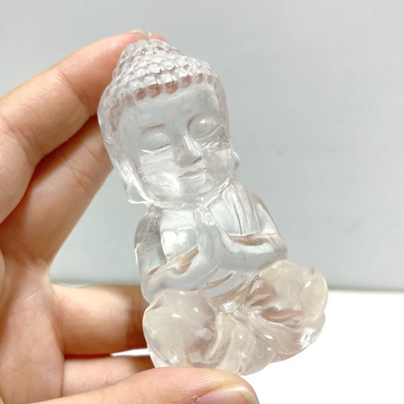 9 Pieces Beautiful Clear Quartz Buddha Carving - Image 5