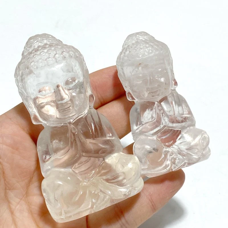 9 Pieces Beautiful Clear Quartz Buddha Carving - Image 6