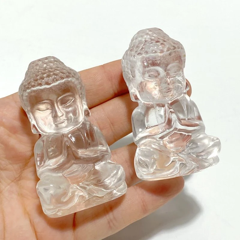 9 Pieces Beautiful Clear Quartz Buddha Carving - Image 7