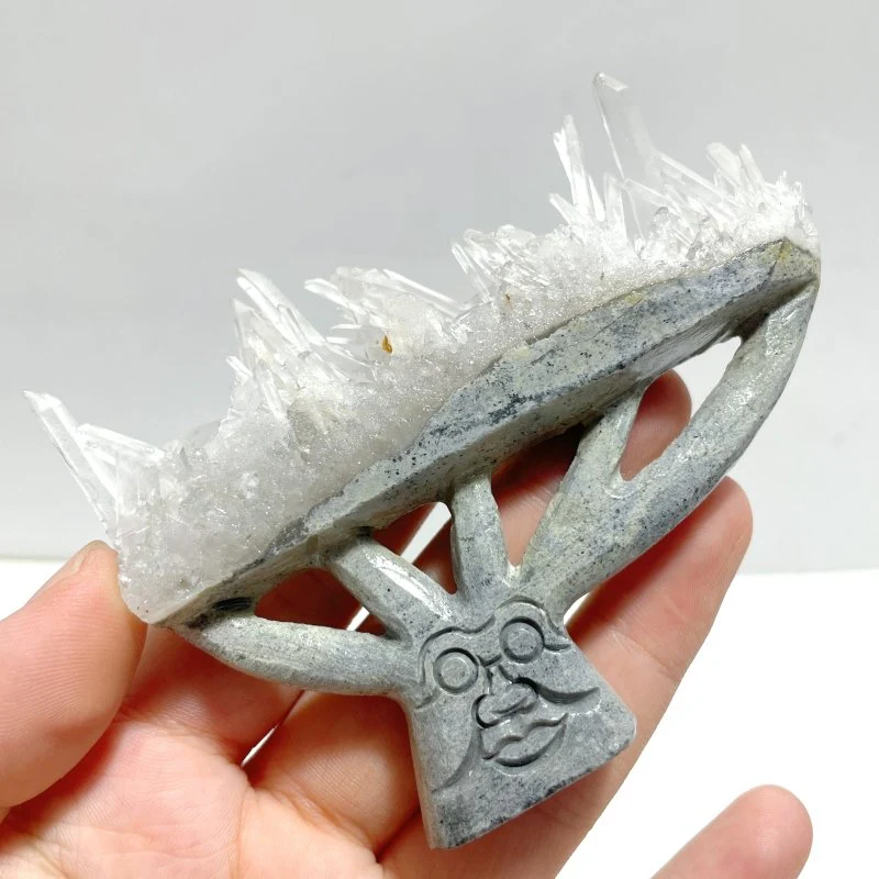 7 Pieces Clear Quartz Cluster Dendroid Guard Carving - Image 3