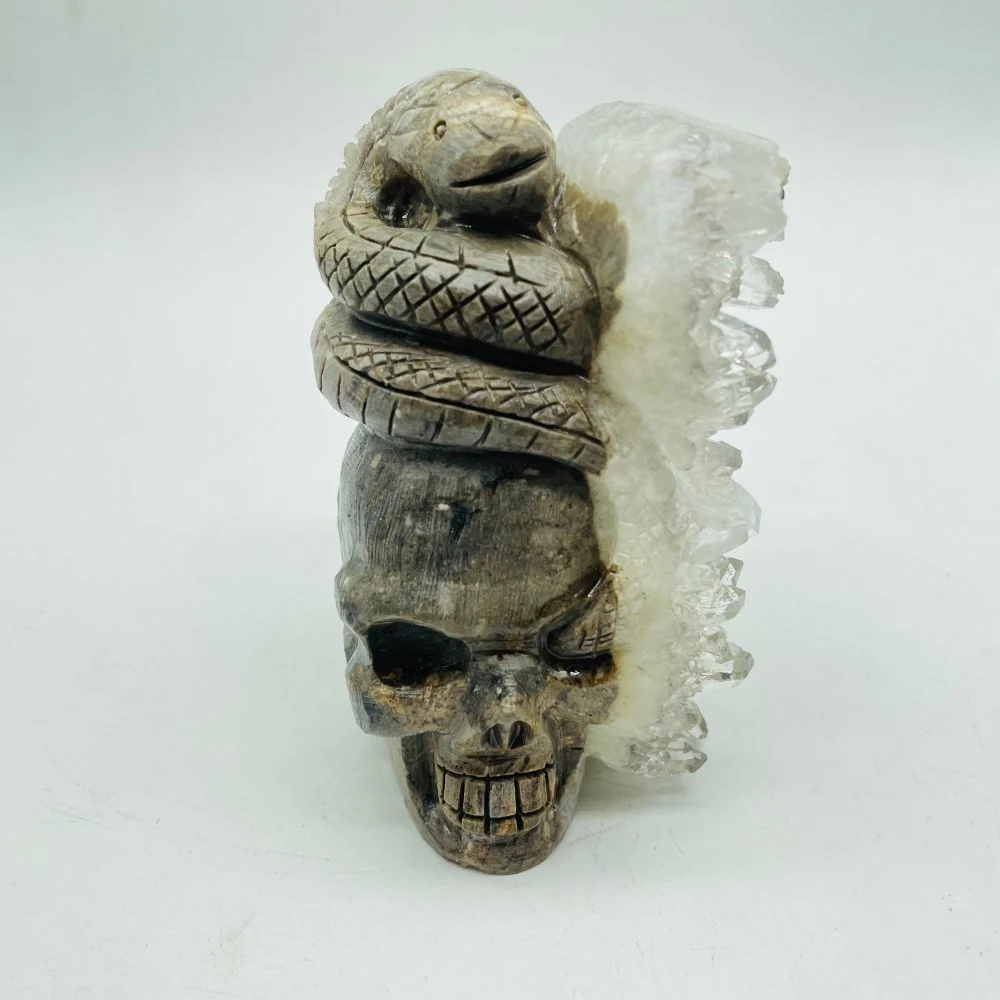 Clear Quartz Cluster Snake Skull Carving - Image 3