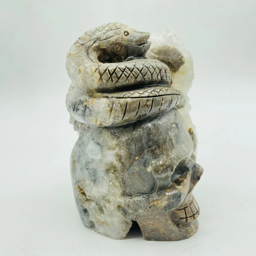 Clear Quartz Cluster Snake Skull Carving - Image 4