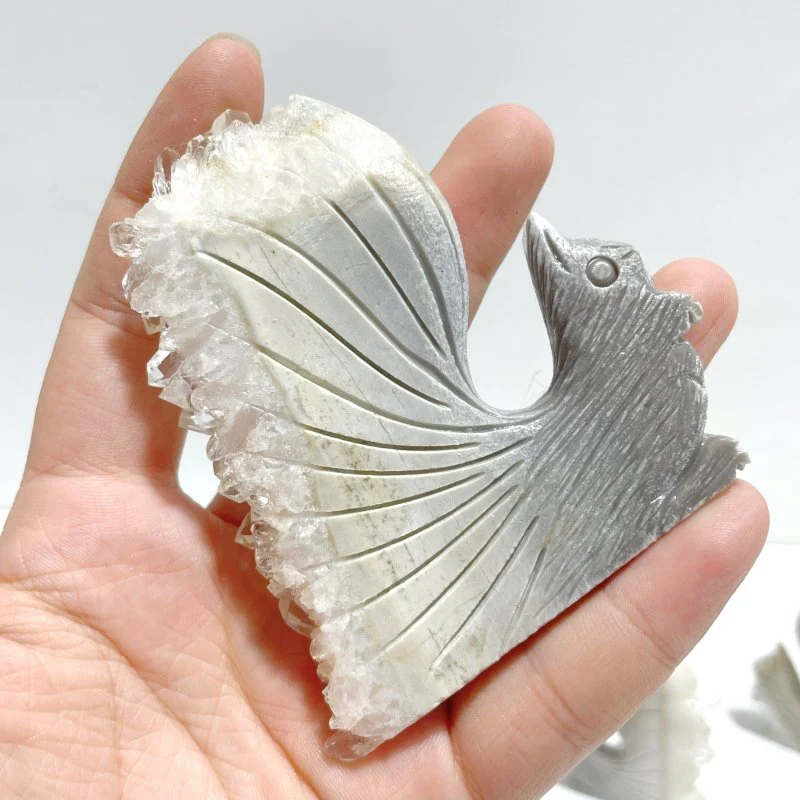 10 Pieces Clear Quartz Cluster Squirrel Carving - Image 4