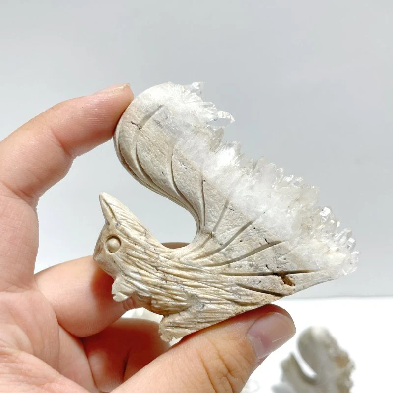 10 Pieces Clear Quartz Cluster Squirrel Carving - Image 5