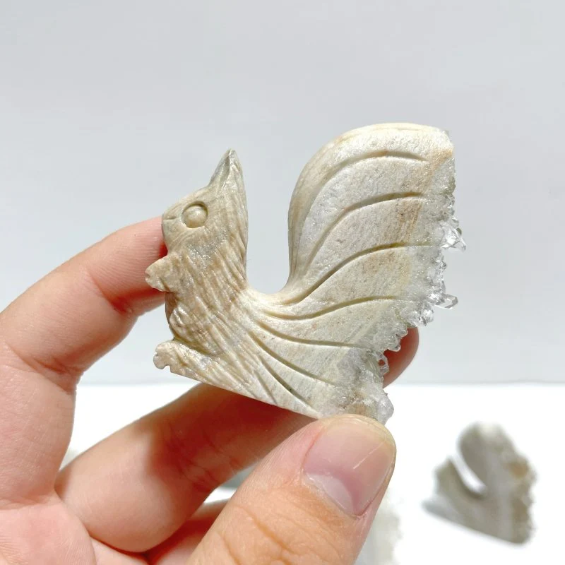 10 Pieces Clear Quartz Cluster Squirrel Carving - Image 7