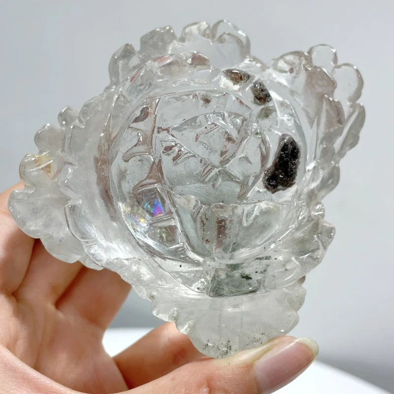 Clear Quartz Flower Carving With Stand - Image 3