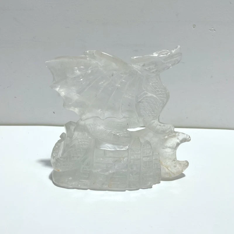 Unique Clear Quartz Flying Dragon Castle Carving - Image 2