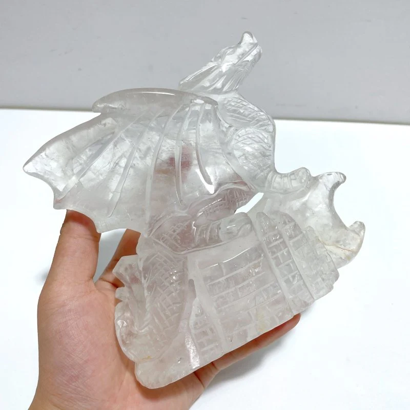 Unique Clear Quartz Flying Dragon Castle Carving - Image 4
