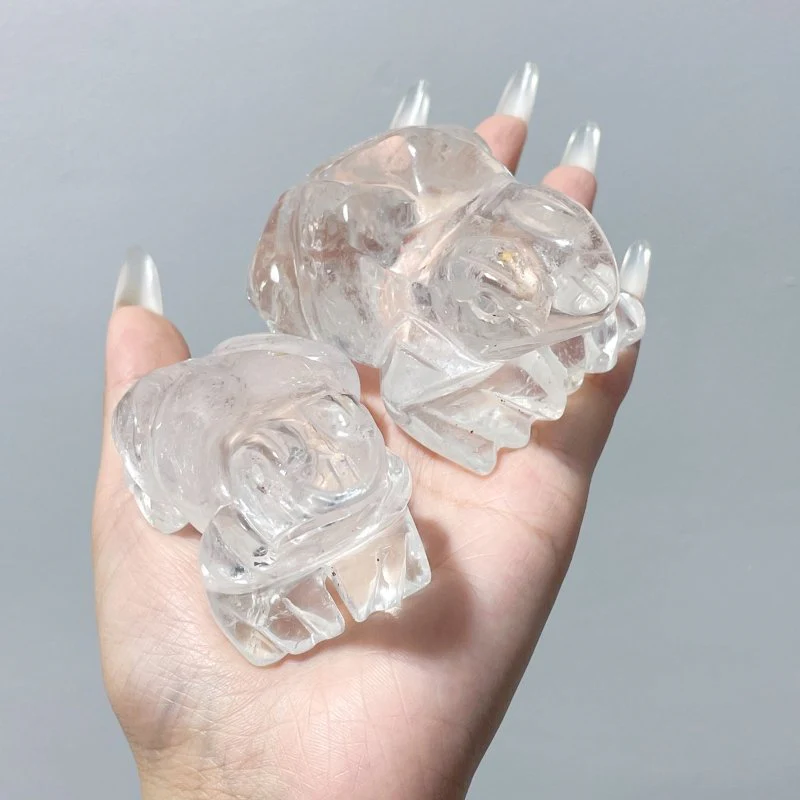 14 Pieces Clear Quartz Frog Carving - Image 3