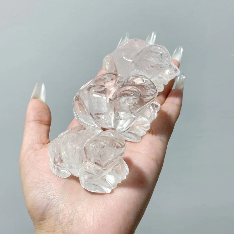 14 Pieces Clear Quartz Frog Carving - Image 6