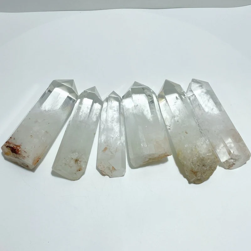 6 Pieces Clear Quartz Large Fat Points Raw Bottom