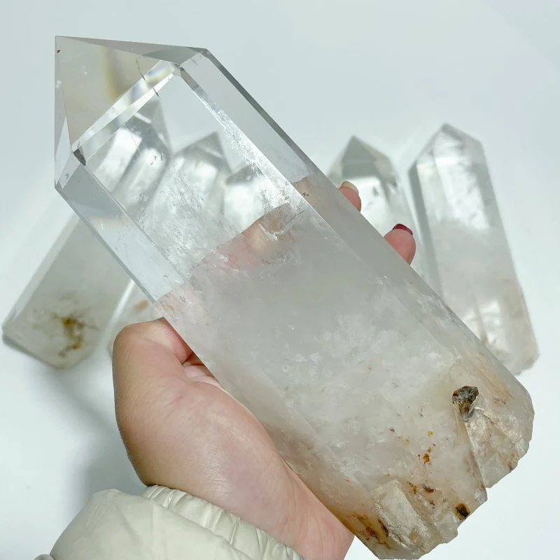 6 Pieces Clear Quartz Large Fat Points Raw Bottom - Image 5