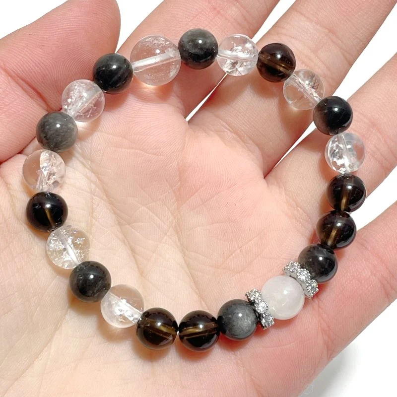 Clear Quartz Moonstone Silver Sheen Obsidian Smoky Quartz DIY Bracelet Wholesale Original Design