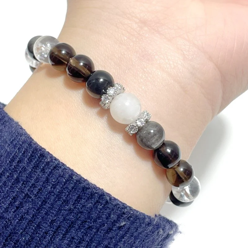 Clear Quartz Moonstone Silver Sheen Obsidian Smoky Quartz DIY Bracelet Wholesale Original Design - Image 2