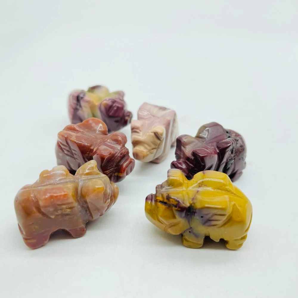 Mini Flying Pig Carving Animal Clear Quartz&Moss Agate Wholesale - Image 3