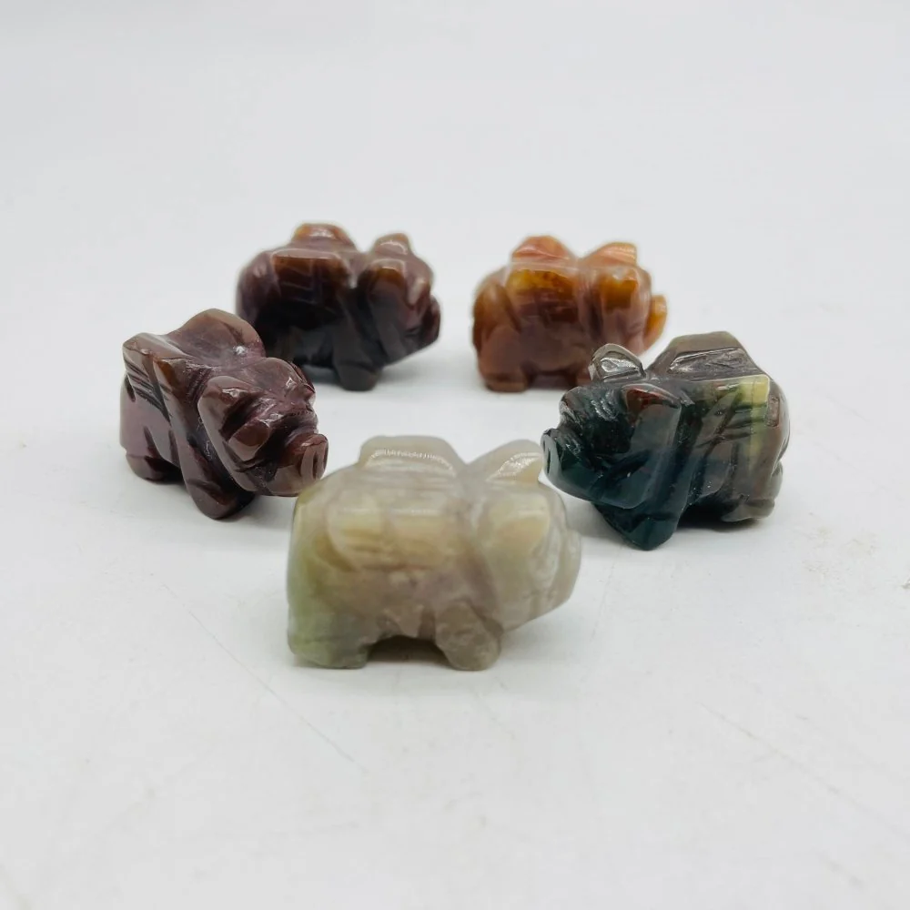 Mini Flying Pig Carving Animal Clear Quartz&Moss Agate Wholesale - Image 6
