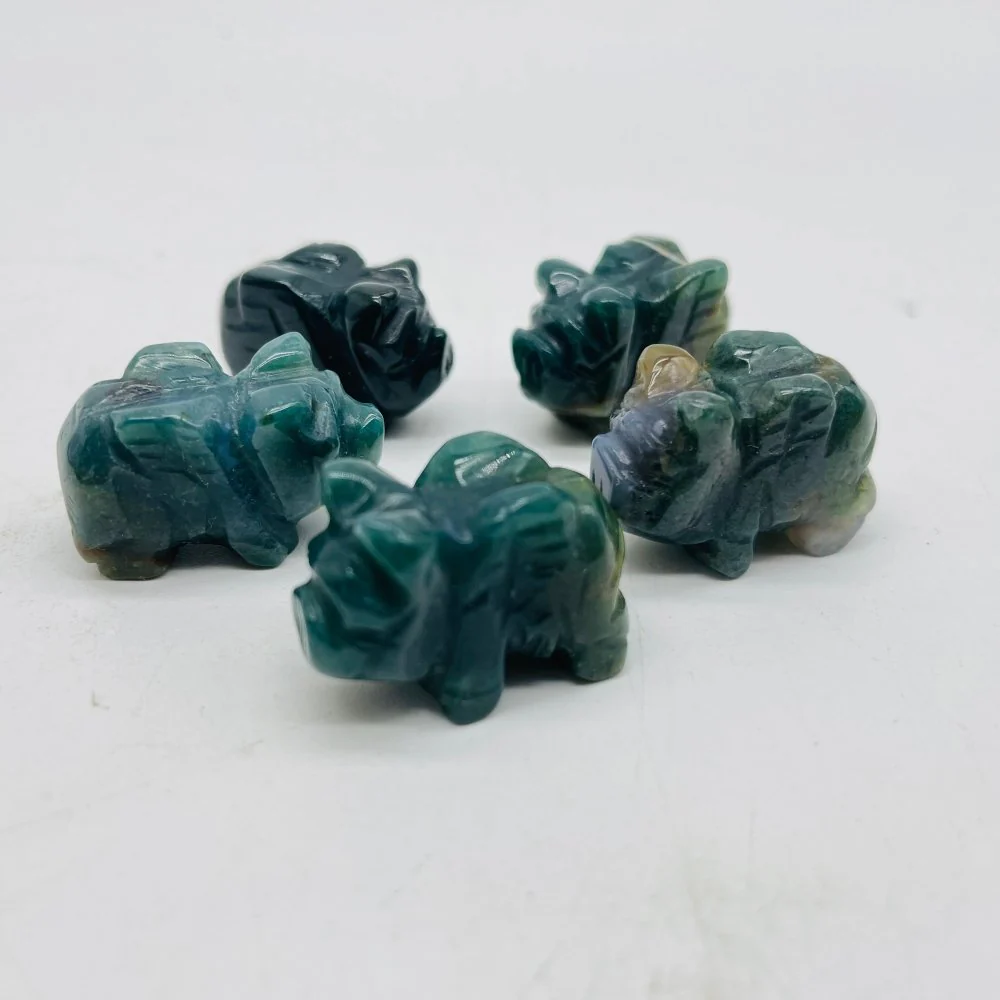 Mini Flying Pig Carving Animal Clear Quartz&Moss Agate Wholesale - Image 7
