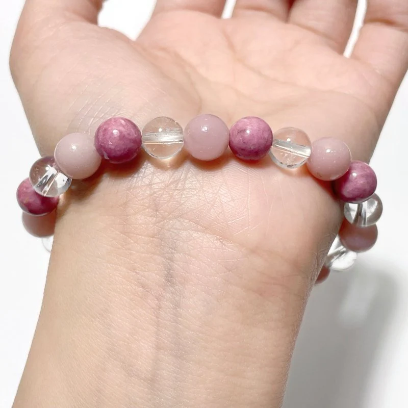 Clear Quartz Pink Opal Rhodonite Bracelet Wholesale - Image 4