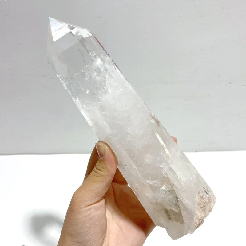 2 Pieces Clear Quartz Point Raw Bottom With Stand #1 - Image 2