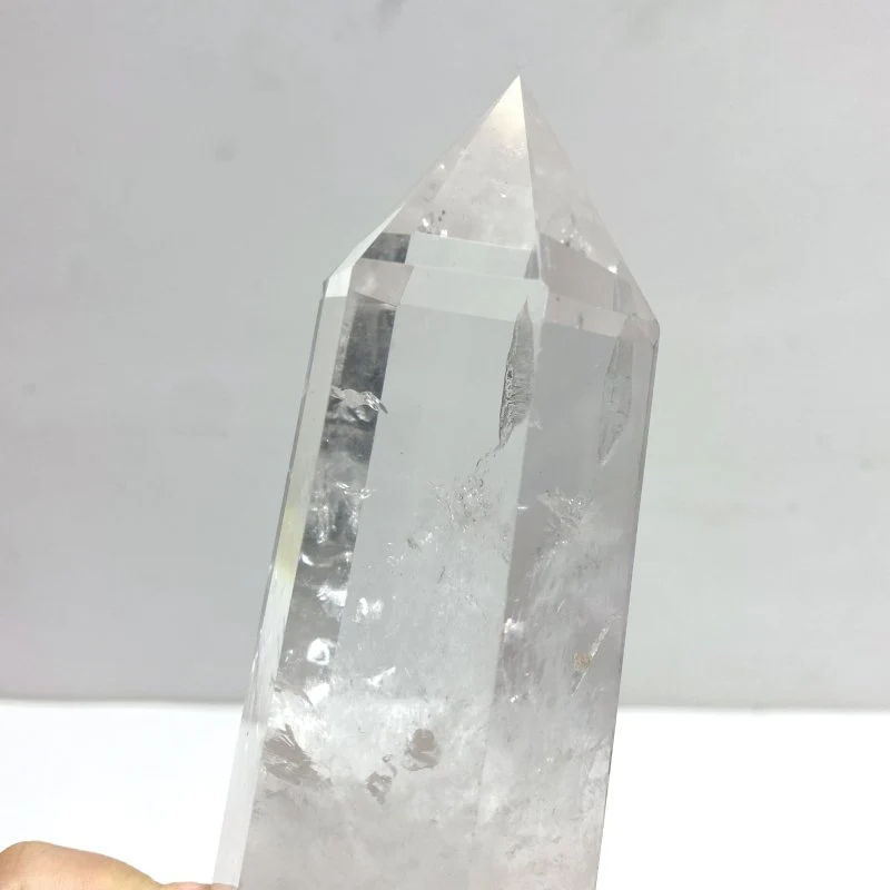 2 Pieces Clear Quartz Point Raw Bottom With Stand #1 - Image 3