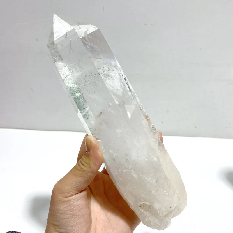 2 Pieces Clear Quartz Point Raw Bottom With Stand #1 - Image 4