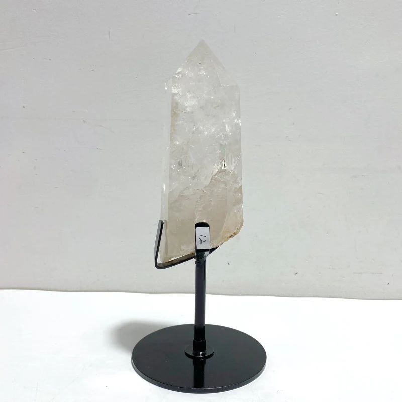 4 Pieces Large Clear Quartz Point With Rainbow Raw Bottom With Stand #3 - Image 2