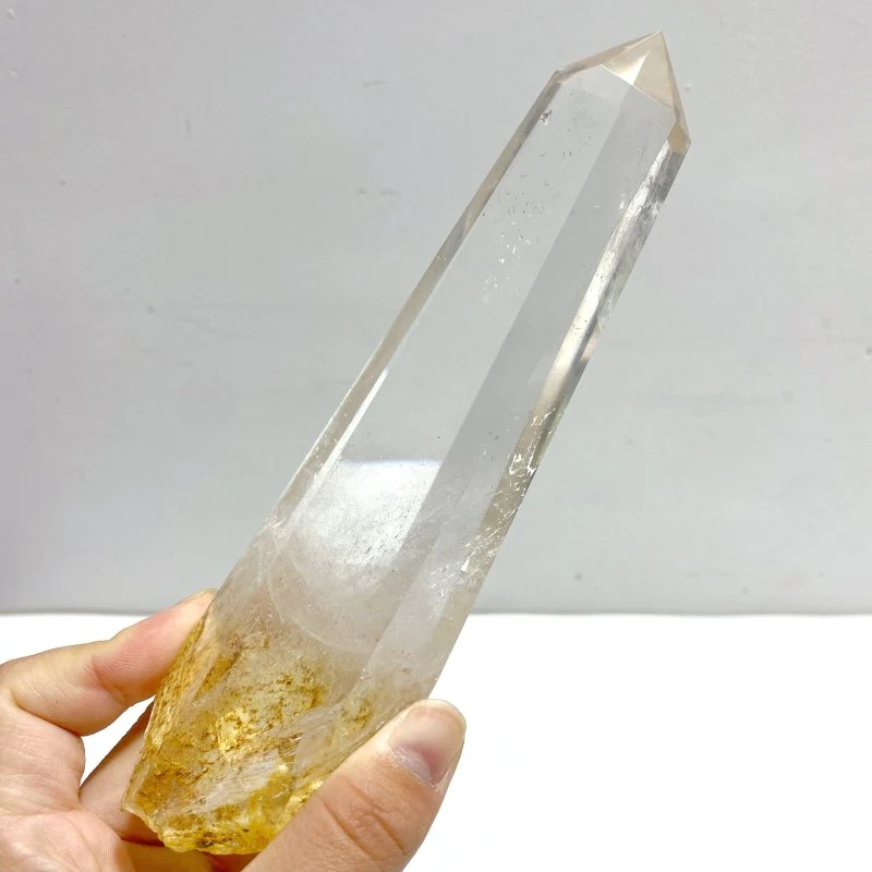 4 Pieces Large Clear Quartz Point With Rainbow Raw Bottom With Stand #3 - Image 3