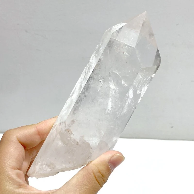 4 Pieces Large Clear Quartz Point With Rainbow Raw Bottom With Stand #3 - Image 4