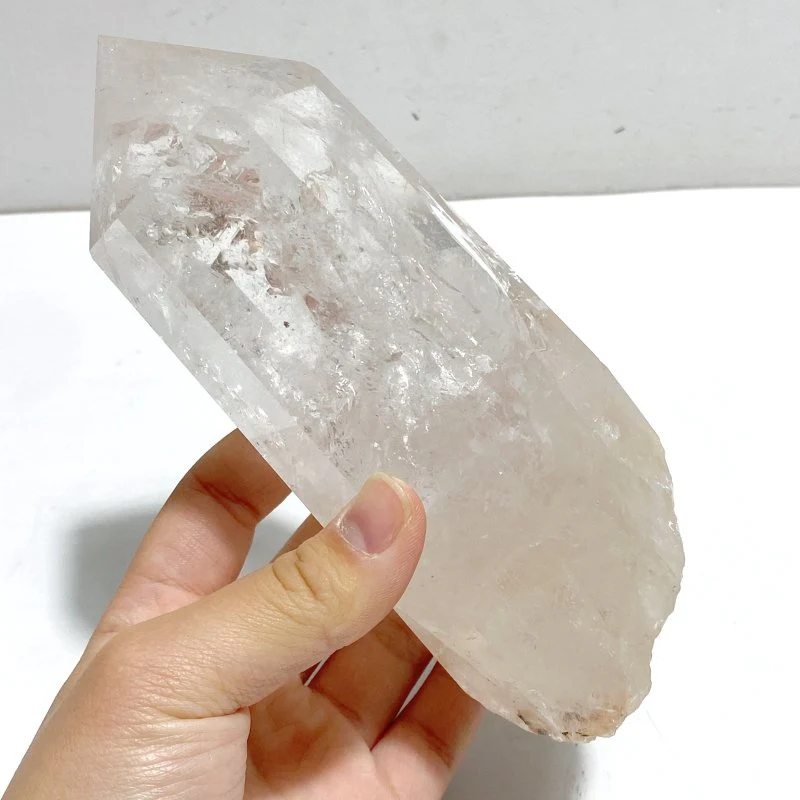 4 Pieces Large Clear Quartz Point With Rainbow Raw Bottom With Stand #3 - Image 8