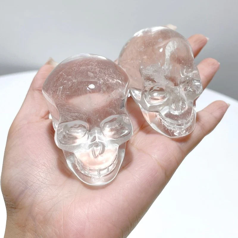 7 Pieces Clear Quartz Skull Carving Closeout - Image 6