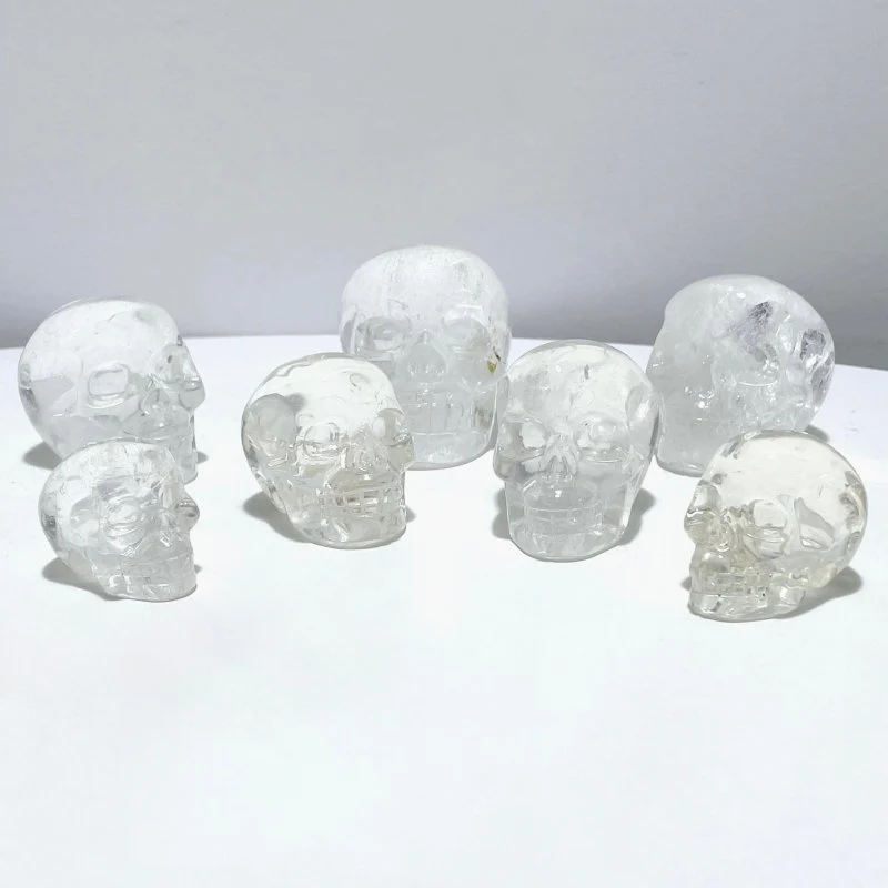 7 Pieces Clear Quartz Skull Carving Closeout - Image 7
