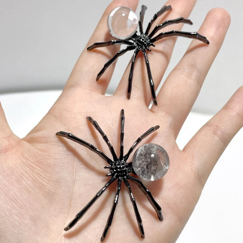 Clear Quartz Unakite Sphere Spider Ornament Handmade Alloy Spider Wholesale - Image 5