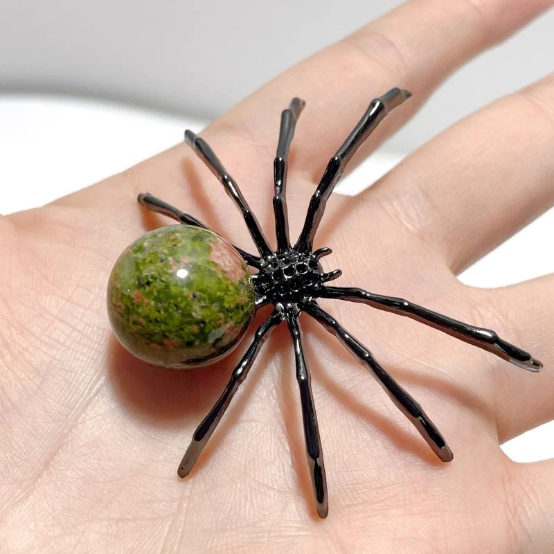 Clear Quartz Unakite Sphere Spider Ornament Handmade Alloy Spider Wholesale - Image 8