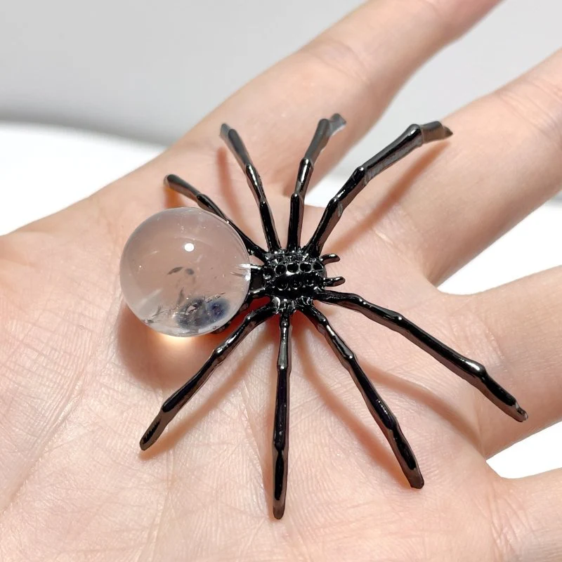 Clear Quartz Unakite Sphere Spider Ornament Handmade Alloy Spider Wholesale - Image 9
