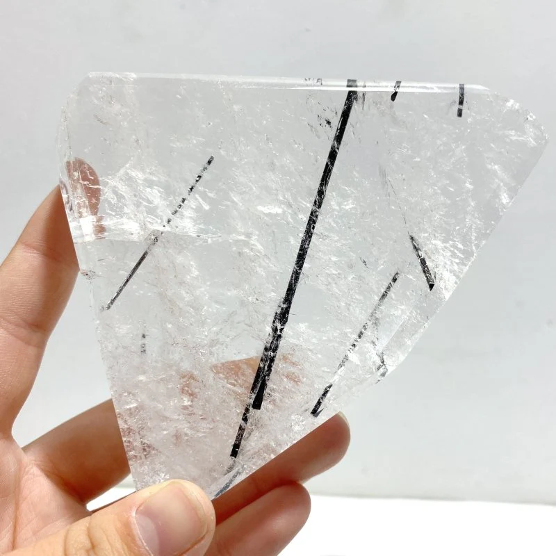 3 Pieces High Quality Clear Quartz With Black Tourmaline Free Form - Image 2