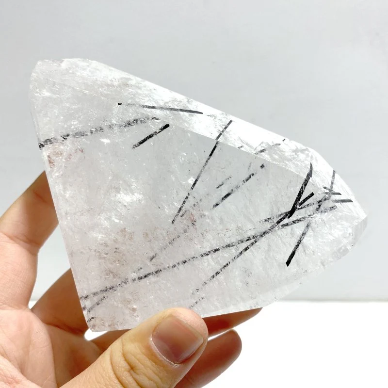 3 Pieces High Quality Clear Quartz With Black Tourmaline Free Form - Image 3
