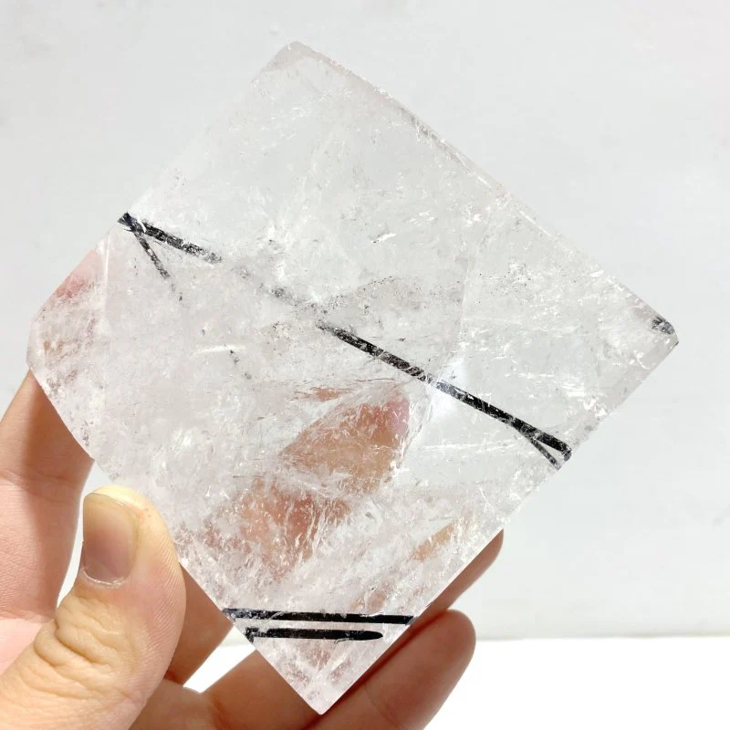 3 Pieces High Quality Clear Quartz With Black Tourmaline Free Form - Image 4