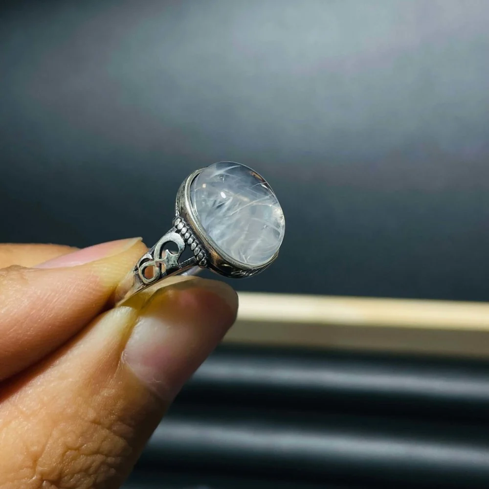 30 Pieces S925 High Grade Blue Angel Feather Quartz Ring - Image 3