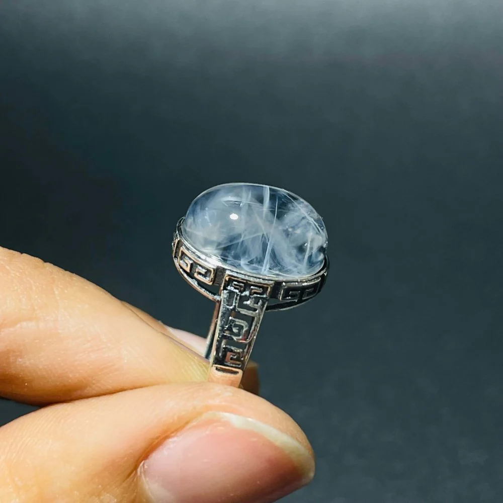 30 Pieces S925 High Grade Blue Angel Feather Quartz Ring - Image 4