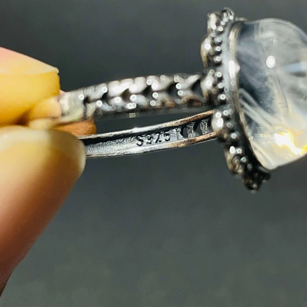 30 Pieces S925 High Grade Blue Angel Feather Quartz Ring - Image 5