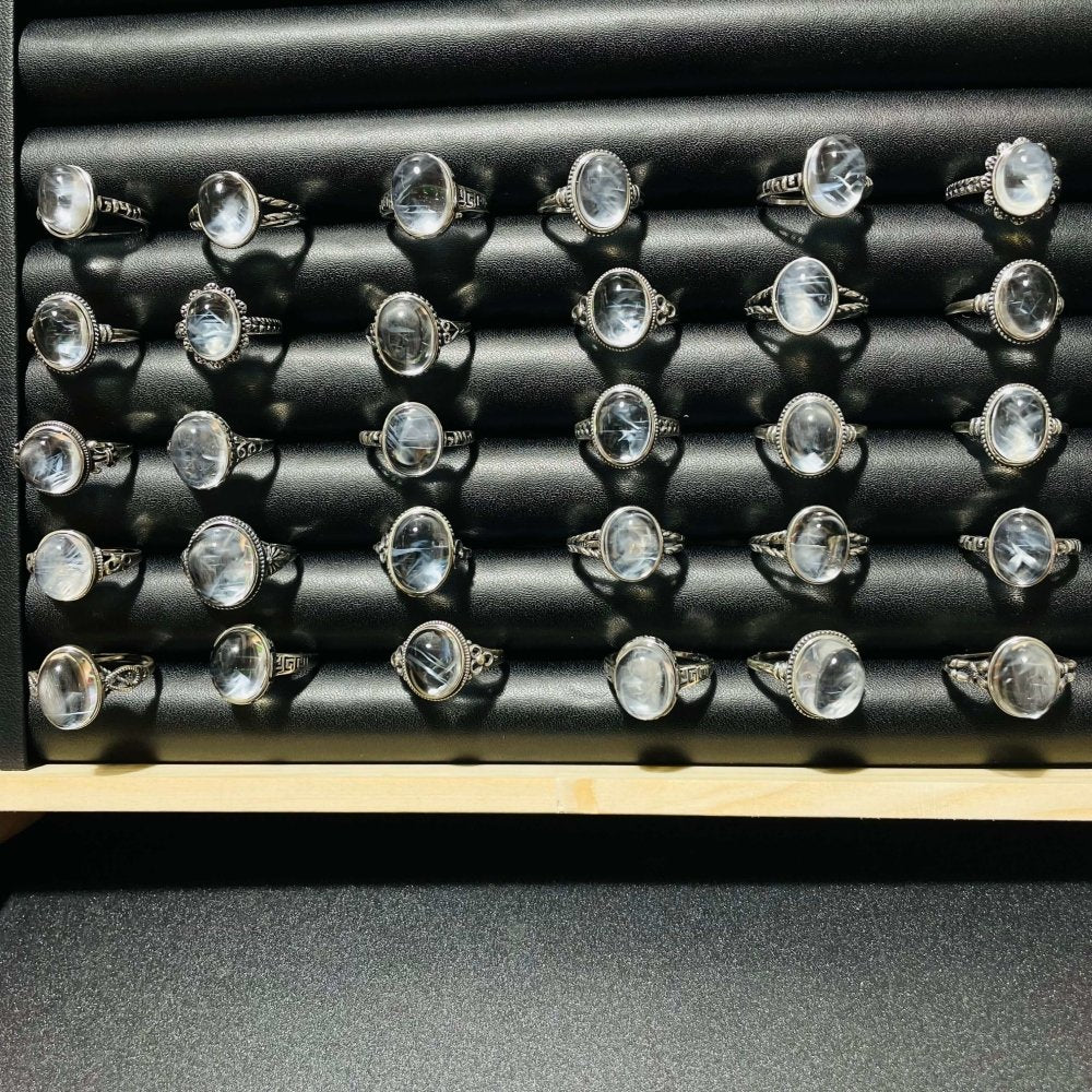 30 Pieces S925 High Grade Blue Angel Feather Quartz Ring - Image 7