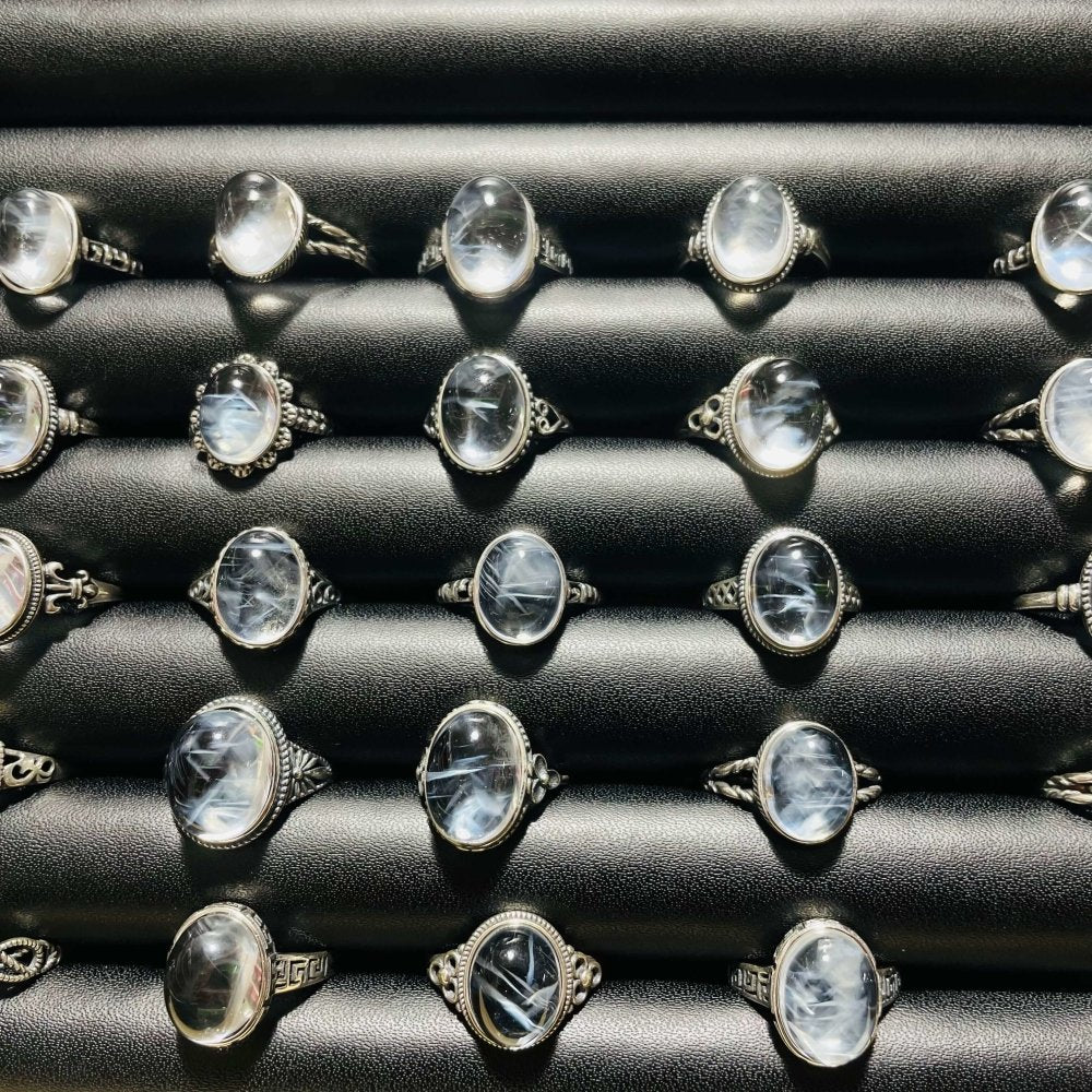 30 Pieces S925 High Grade Blue Angel Feather Quartz Ring - Image 8
