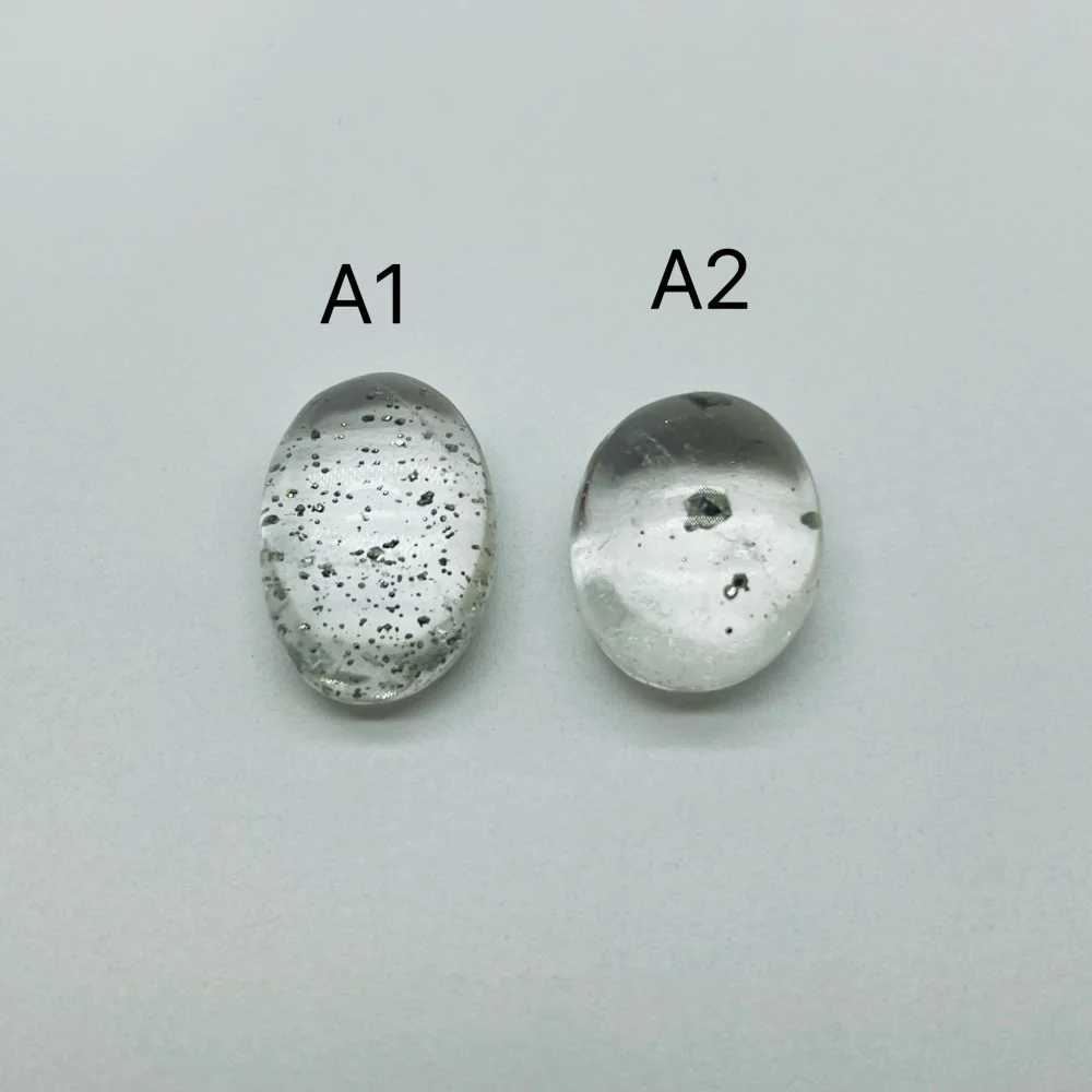 Clear Quartz With Pyrite Cabochon Stone Oval Gemstone For Jewelry Making DIY - Image 2