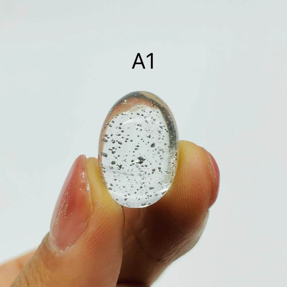 Clear Quartz With Pyrite Cabochon Stone Oval Gemstone For Jewelry Making DIY - Image 3