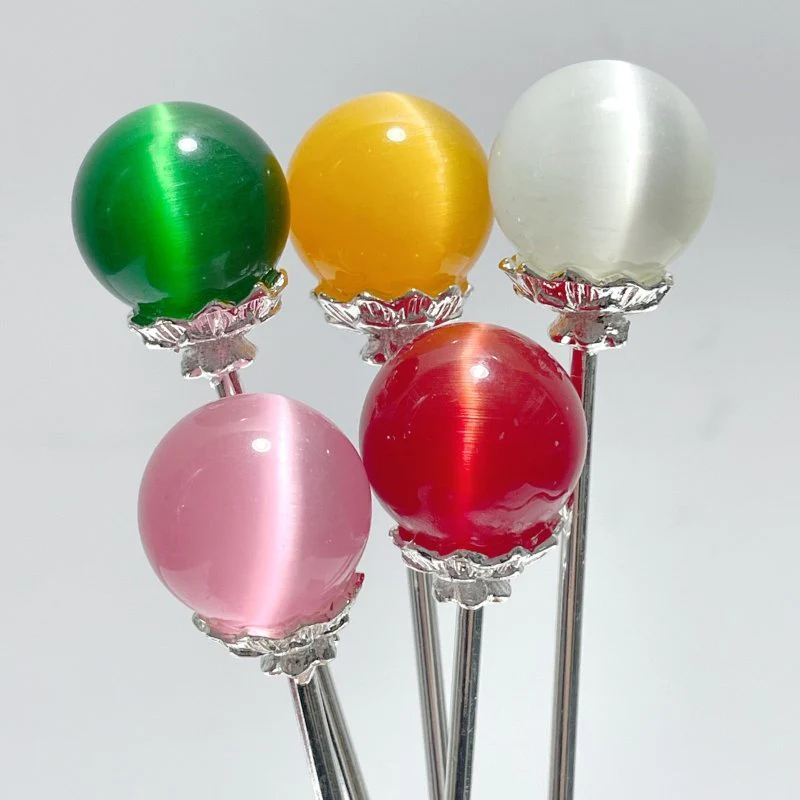 Colorful Glass Cat Eye Small Sphere Hairpin Wholesale