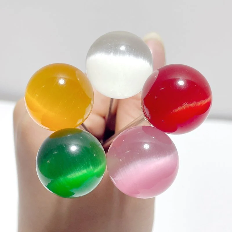 Colorful Glass Cat Eye Small Sphere Hairpin Wholesale - Image 2