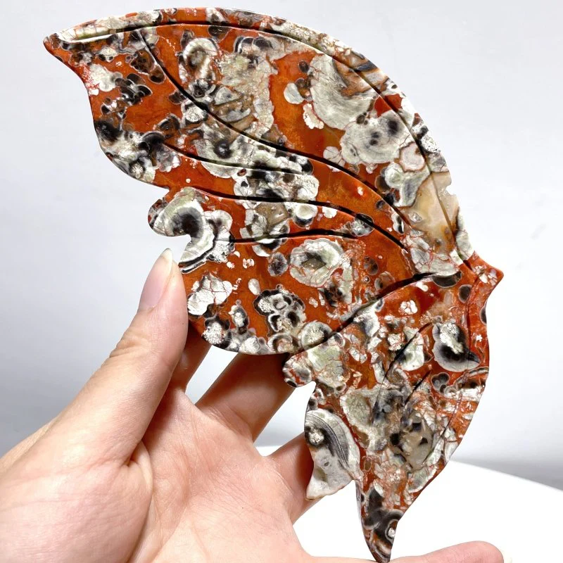 Colorful Jasper Butterfly Wing Carving With Stand - Image 2